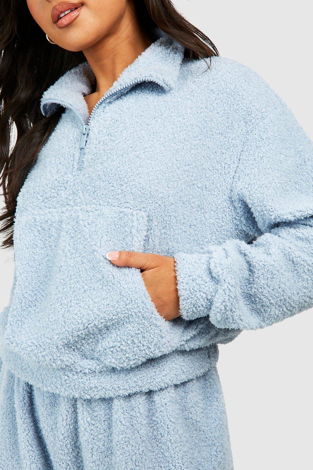 Light blue outlet quarter zip sweatshirt